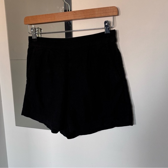 Abercrombie & Fitch Black High Waist Linen Blend Pull On Shorts - Picture 2 of 8